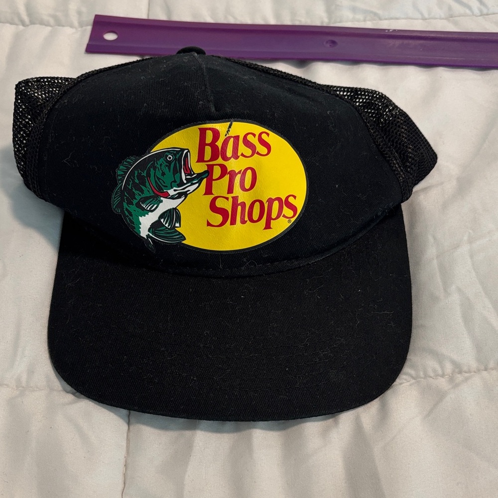 Bass Pro Shops Black Mesh Cap with Yellow Logo